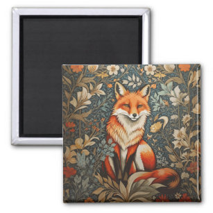 Imã Vintage Sitting Fox William Morris Inspirou Floral