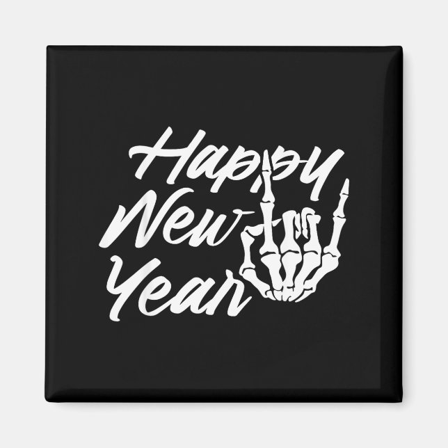 Imã Vintage Skeleton Happy New Year Eve  (Frente)