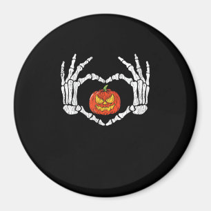 Imã Vintage Skeleton Mãos Pumpkin Outono Hallow