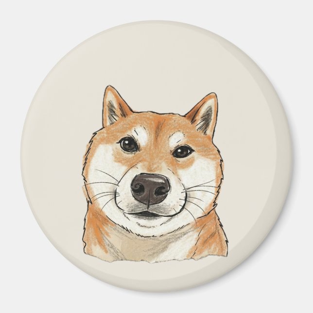 Imã Vintage Sketch Shiba Doge (Frente)