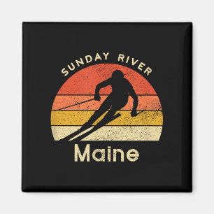 Imã Vintage Ski Sunday River Maine Mountain