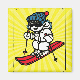 Imã Vintage Skiing Design   amante de esqui   presente