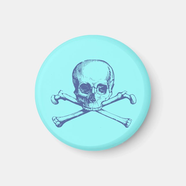 Imã Vintage Skull & Crossbones (Frente)