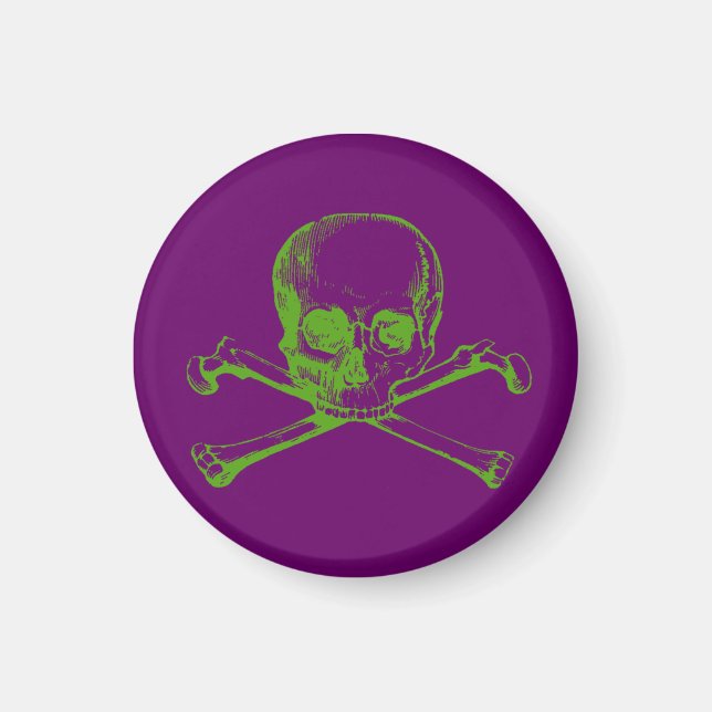 Imã Vintage Skull & Crossbones (Frente)