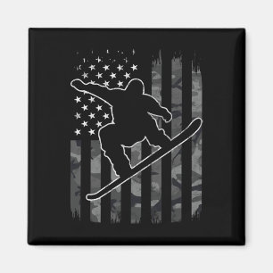 Imã Vintage Snowboard Camouflage Estados Unidos Flag S