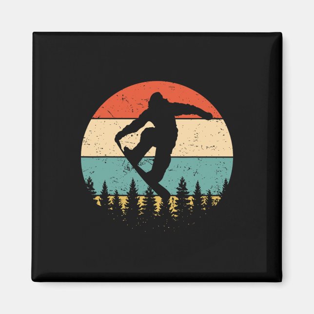 Imã Vintage Snowboard - Retro Snowboard (Frente)