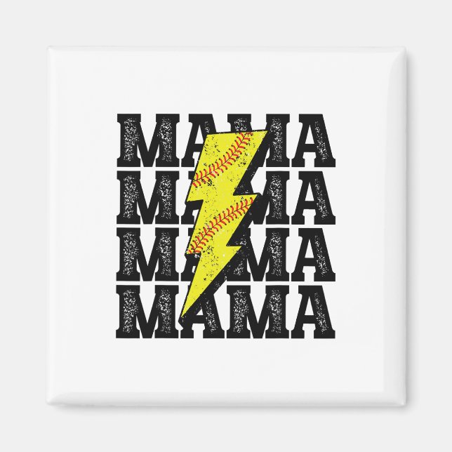 Imã Vintage Softll Mama Distressed Lightning Bolt Mãe  (Frente)