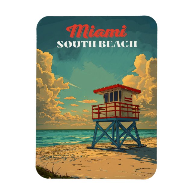 Ímã Vintage South Beach Miami (Vertical)