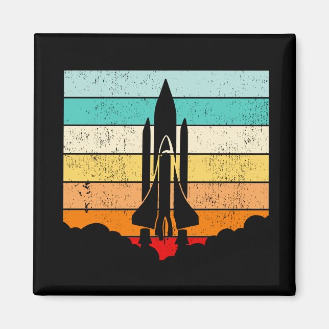 Imã Vintage Spaceship/Space/Spacecraft (Frente)