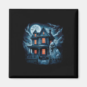 Imã Vintage Spooky Casa Fantasma Horror Escuro Hallowe