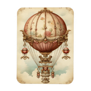 Ímã Vintage Steampunk Pink Air Balloon