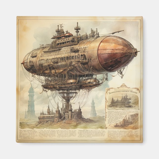 Imã Vintage Steampunk Zeppelin (10) (Frente)