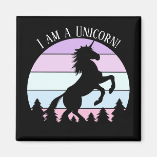 Imã Vintage Sunset. Sou um Unicórnio Rearing