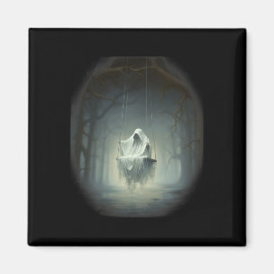 Imã Vintage Swamp Ghost On The Swing In Forest Hallowe