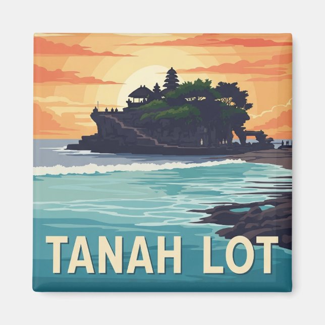 Imã Vintage Tanah Lot Bali Viagem da Indonésia (Frente)