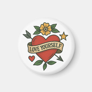 Imã Vintage Tattoo Heart PNG Ame-se Design