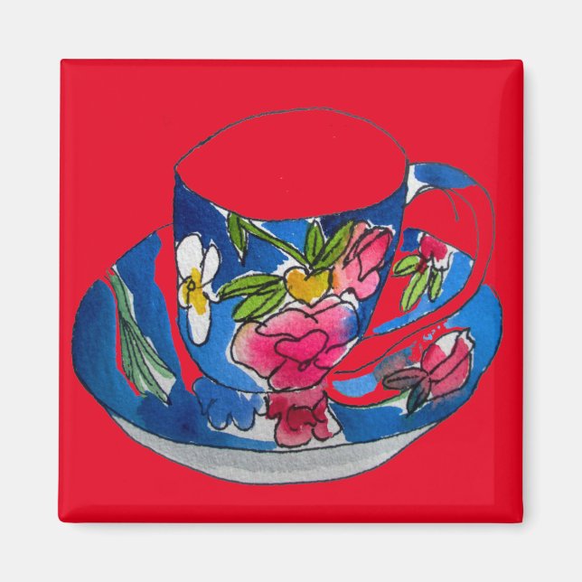 Imã Vintage Teacups (Vintage Teacups) ilustração origi (Frente)