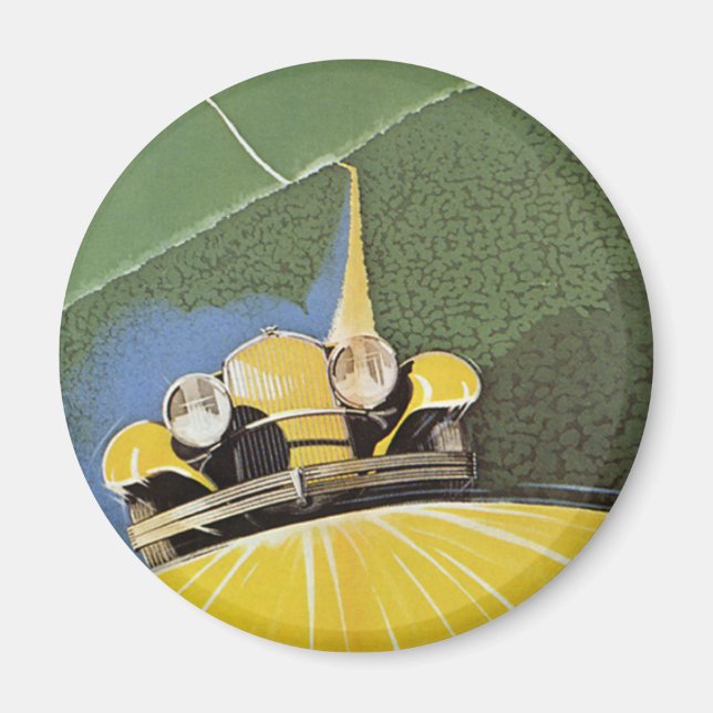 Imã Vintage Transportation, Faróis de um Carro (Frente)