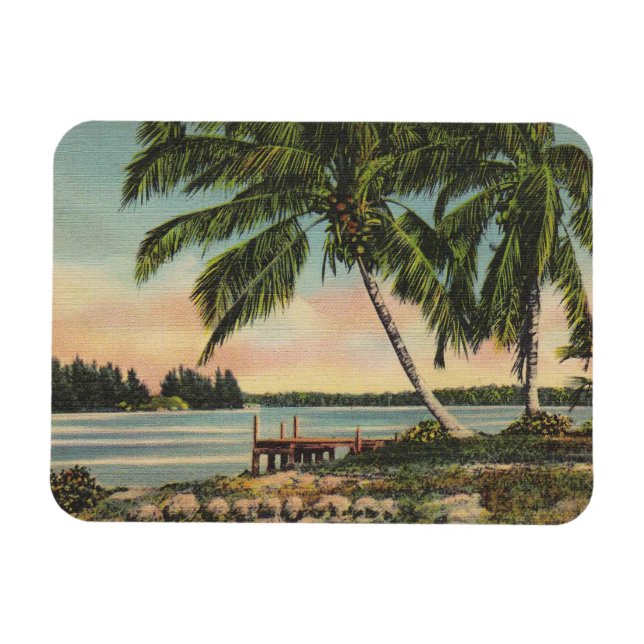 Ímã Vintage Tropical Palm Tree Sunset (Horizontal)