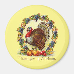 Imã Vintage Turkey Em Wreath Magnet