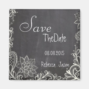 Imã vintage typografia Chalkboard salvar data