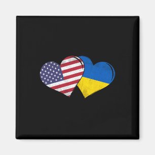 Imã Vintage Ucrânia - Coração da Bandeira Americana pa