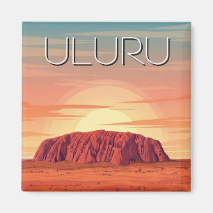 Imã Vintage Uluru Austrália Sunset