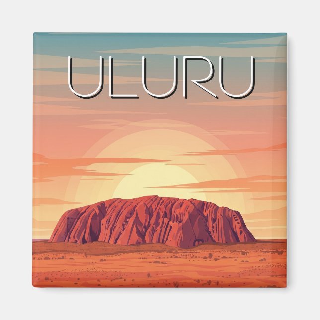 Imã Vintage Uluru Austrália Sunset (Frente)