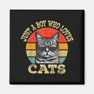 Imã Vintage Um Menino Que Ama Gatos Menino Gatinho Ama