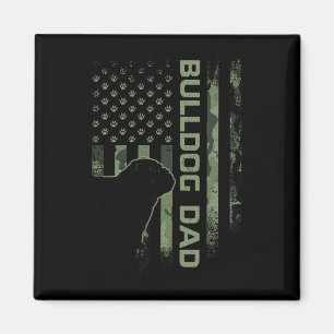 Imã Vintage Usa Camo Flag Proud English Buldog Pai Si