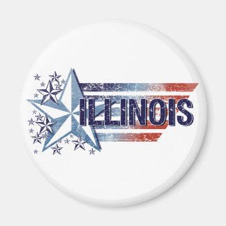 Imã Vintage USA Flag com Star - Illinois