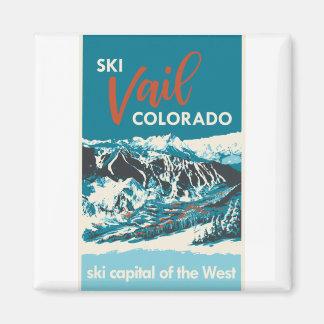 Imã Vintage Vail Ski Poster