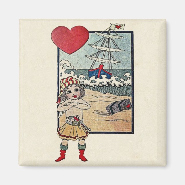 Imã Vintage Valentine Postcard (Frente)