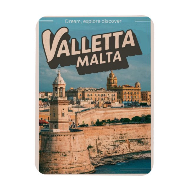 Ímã Vintage Valletta, lembranças e presentes de viagem (Vertical)