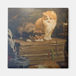 Imã Vintage Van den Eycken Três Gatos em uma Mesa