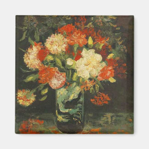 Imã Vintage Van Gogh Flói Vaso Vermelho com Cravos