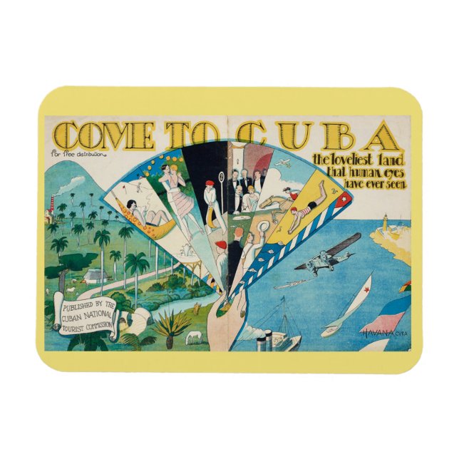 Ímã Vintage vem a Cuba poster de viagens imã (Horizontal)