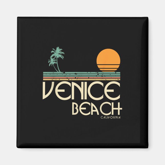 Imã Vintage Venice Beach California Sunset Palms (Frente)
