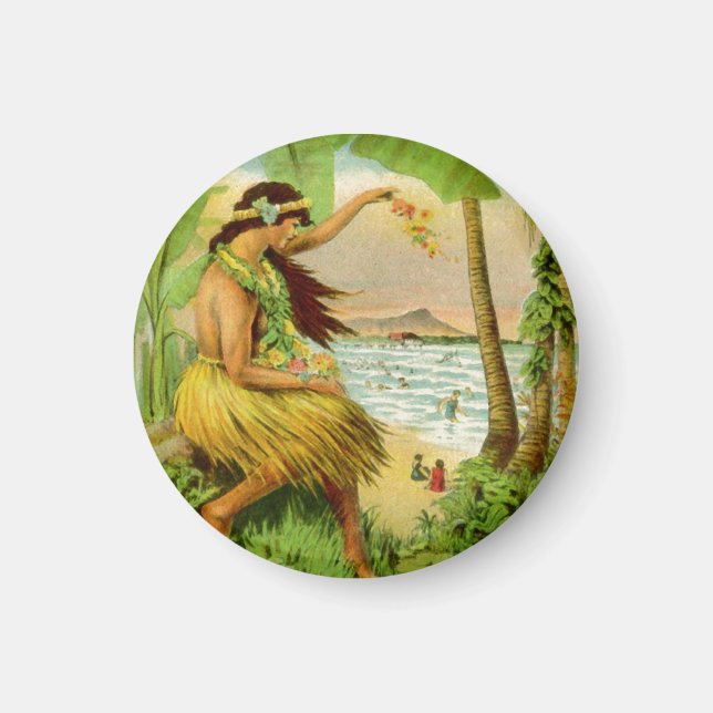 Imã Vintage Viagem havaiano (Frente)