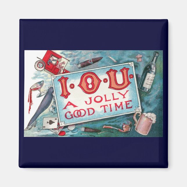 Imã Vintage Vices Party, Jogo Bebendo Fumando (Frente)