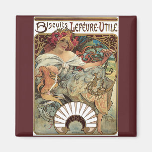 Imã Vintage Victorian Art Nouveau por Alphonse Mucha