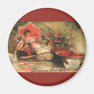 Imã Vintage Victorian Valentine Day Cherub com Coraçõe