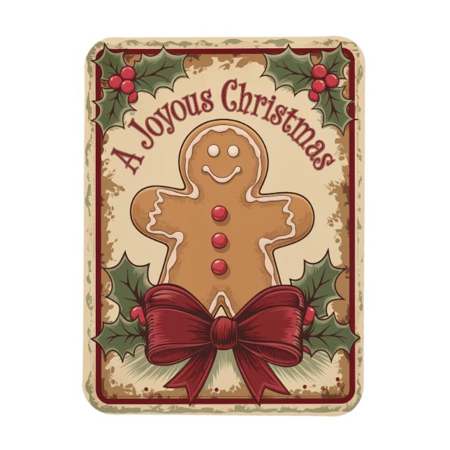 Ímã Vintage vintage feliz Feliz Natal (Vertical)