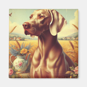 Imã Vintage Weimaraner Painting