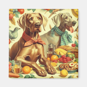 Imã Vintage Weimaraner Painting