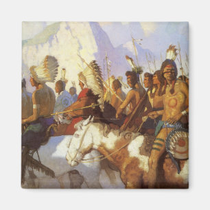 Imã Vintage Western Art, Partido da Guerra da Índia p