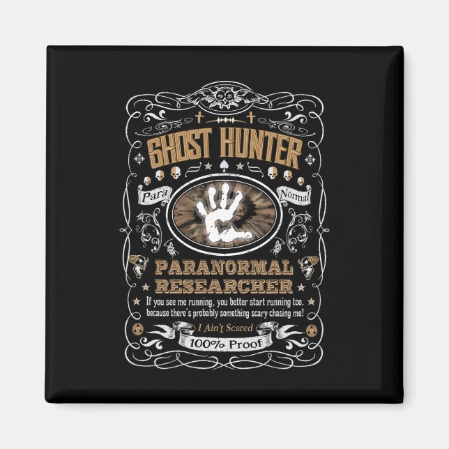 Imã Vintage Whiskey Label Ghost Hunter (Frente)