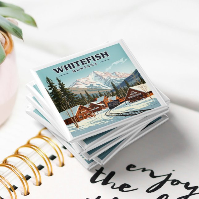 Imã Vintage Whitefish Montana (Criador carregado)