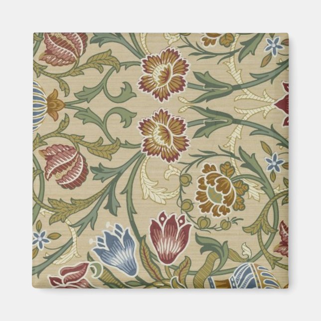 Imã Vintage William Morris Blue Brocade rosa (Frente)