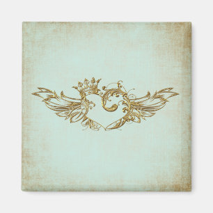 Imã Vintage Winged Heart Aqua Cream